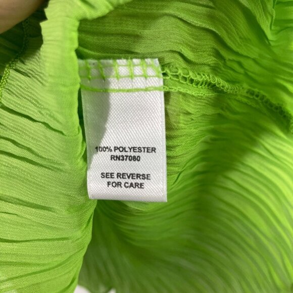 Womens Cato Crepey‎ V Neck Button Shirt 3/4 Sleeve Green L Polyester - Picture 9 of 10